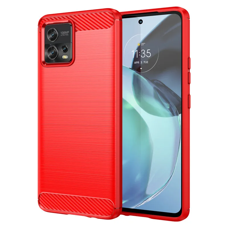 For Motorola Moto G22 G32 G42 G52 G62 G72 G82 Case Silicone Bumper Carbon Fiber TPU Slim Cover For Moto E22 E22i E22S E32 E32S