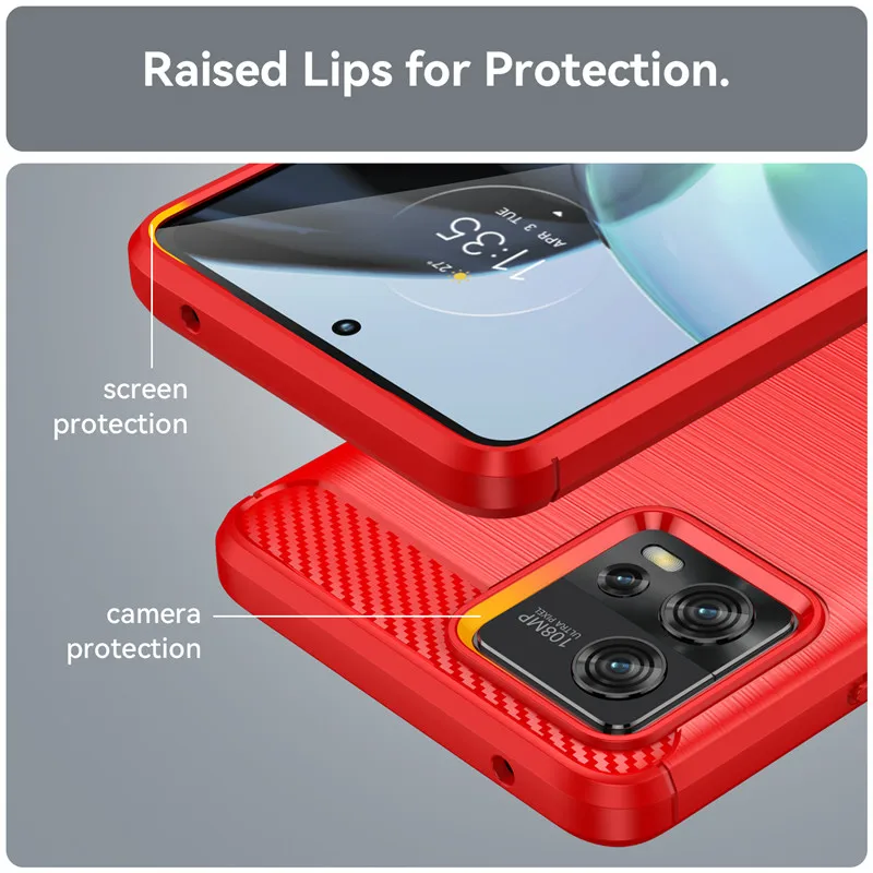 For Motorola Moto G22 G32 G42 G52 G62 G72 G82 Case Silicone Bumper Carbon Fiber TPU Slim Cover For Moto E22 E22i E22S E32 E32S