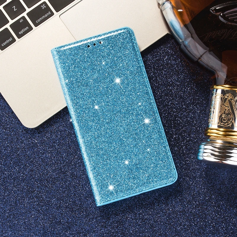 Glitter Wallet Flip Leather Case For Samsung Galaxy S25 Edge S24 FE S23 Plus S22 Ultra A05 A06 A07 A15 A16 A17 A26 A36 A55 A56