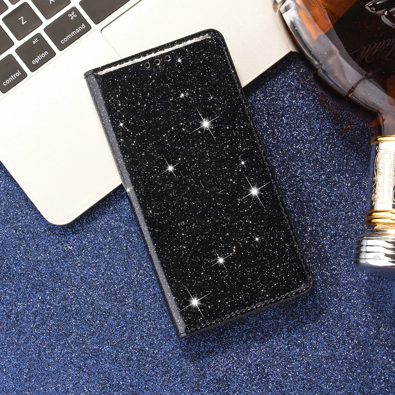 Glitter Wallet Flip Leather Case For Samsung Galaxy S25 Edge S24 FE S23 Plus S22 Ultra A05 A06 A07 A15 A16 A17 A26 A36 A55 A56