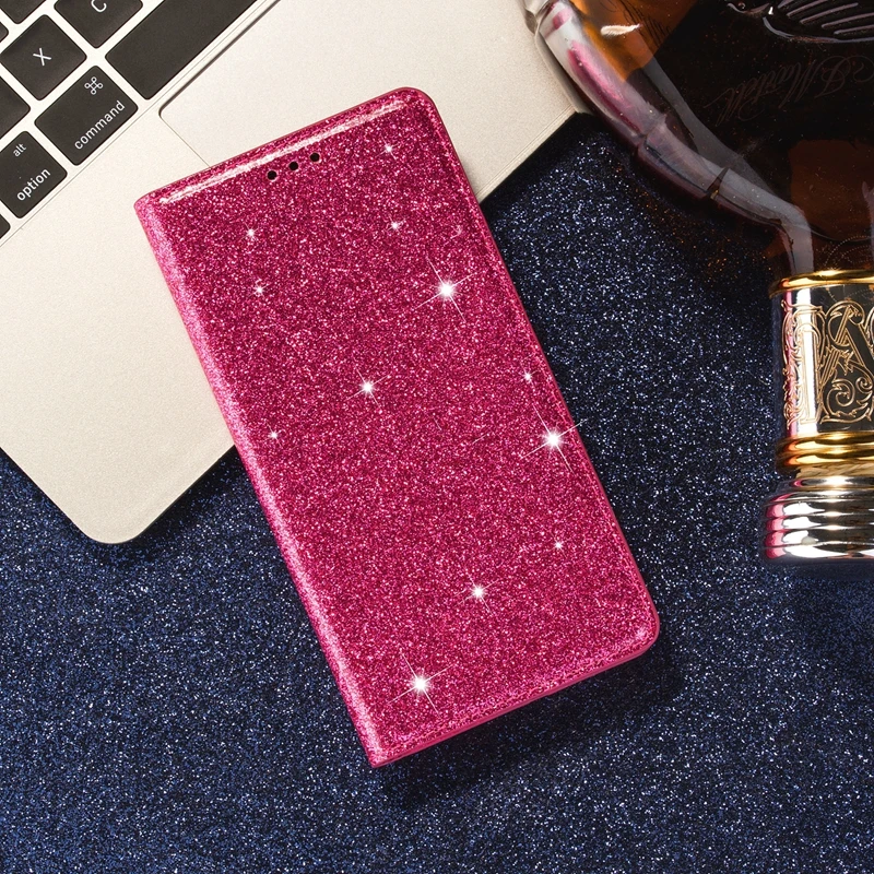 Glitter Wallet Flip Leather Case For Samsung Galaxy S25 Edge S24 FE S23 Plus S22 Ultra A05 A06 A07 A15 A16 A17 A26 A36 A55 A56