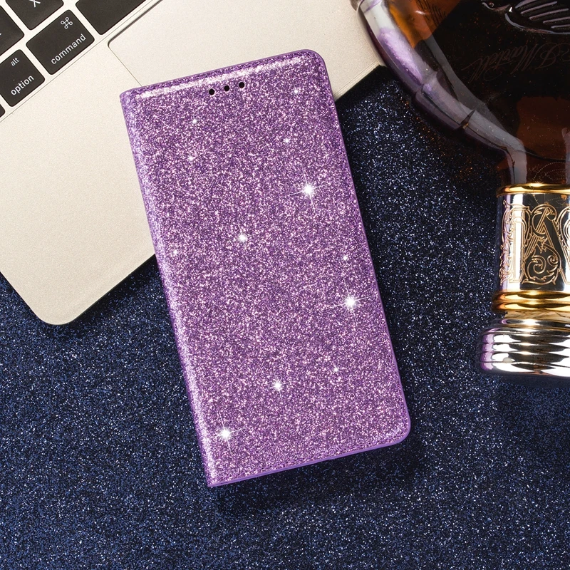 Glitter Wallet Flip Leather Case For Samsung Galaxy S25 Edge S24 FE S23 Plus S22 Ultra A05 A06 A07 A15 A16 A17 A26 A36 A55 A56