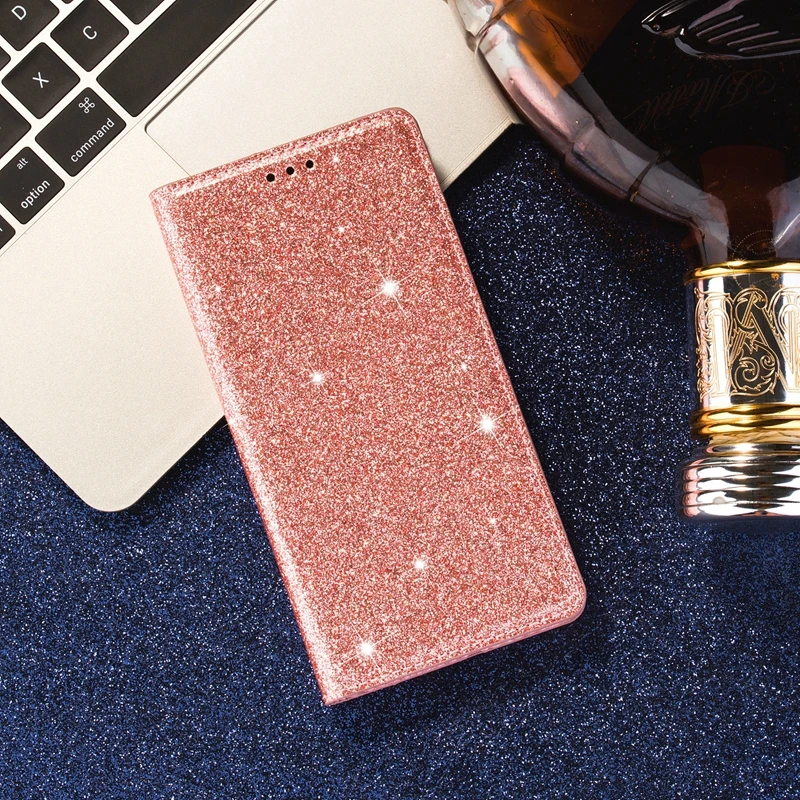 Glitter Wallet Flip Leather Case For Samsung Galaxy S25 Edge S24 FE S23 Plus S22 Ultra A05 A06 A07 A15 A16 A17 A26 A36 A55 A56
