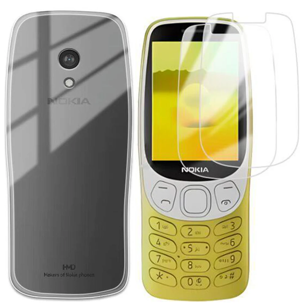 3-in-1 Soft Film+Silicone Cover For Nokia 3210 4G 235 2024 Case Non-tempered Hydraulic Soft Film For Nokia 3210 4G 2024 TA-1543