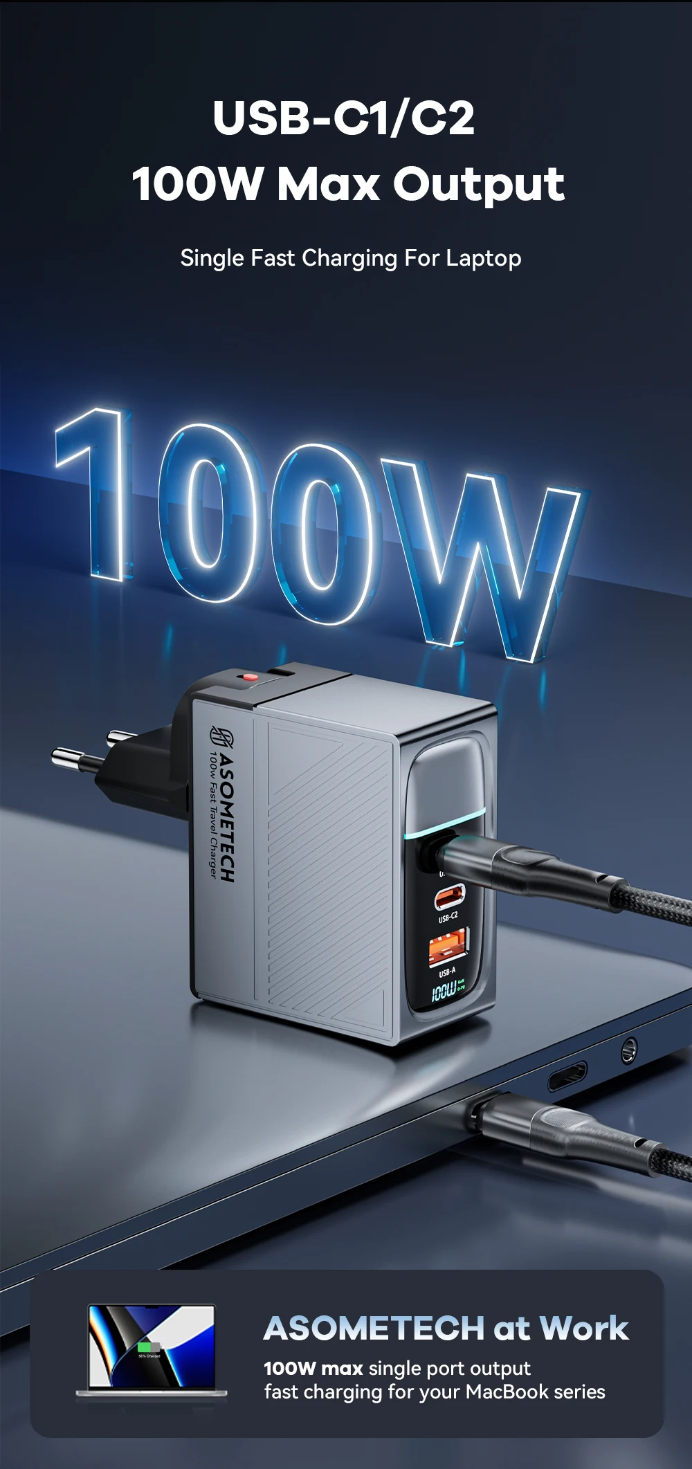 GaN USB Charger PD 100W Fast Charging Type C QC 4.0 3.0 For iPhone 14 13 Samsung Xiaomi Macbook Tablet Travel Charger Adapter