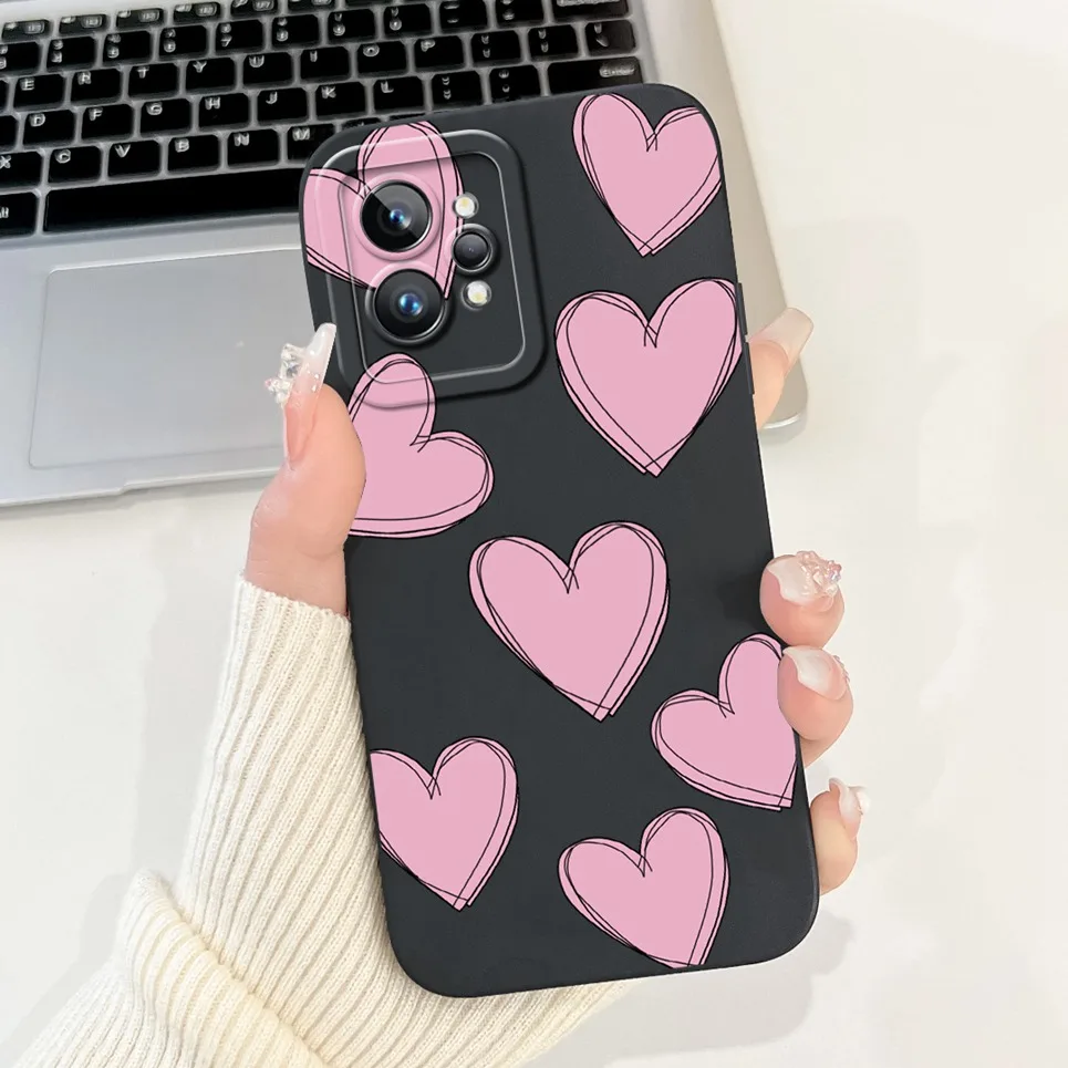Love Heart Girly Phone Cover For Realme GT2 Pro Case Realme GT Neo2 GT2 GT Neo 3T Funda Soft Matte Silicone Lens Protection Capa