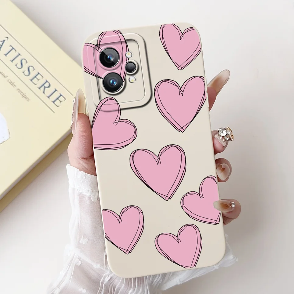Love Heart Girly Phone Cover For Realme GT2 Pro Case Realme GT Neo2 GT2 GT Neo 3T Funda Soft Matte Silicone Lens Protection Capa