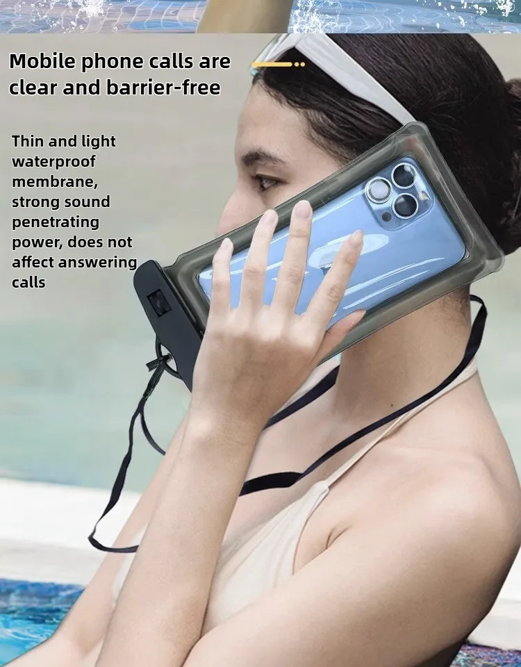 Transparent Waterproof Phone Pouch Under 7.2 Inches Touch Screen Swimming Rafting Waterproof Case with Lanyard Sealed Bag