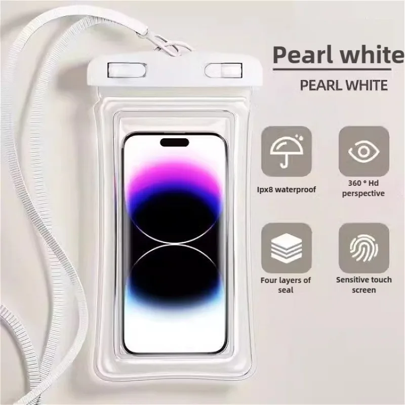 Transparent Waterproof Phone Pouch Under 7.2 Inches Touch Screen Swimming Rafting Waterproof Case with Lanyard Sealed Bag