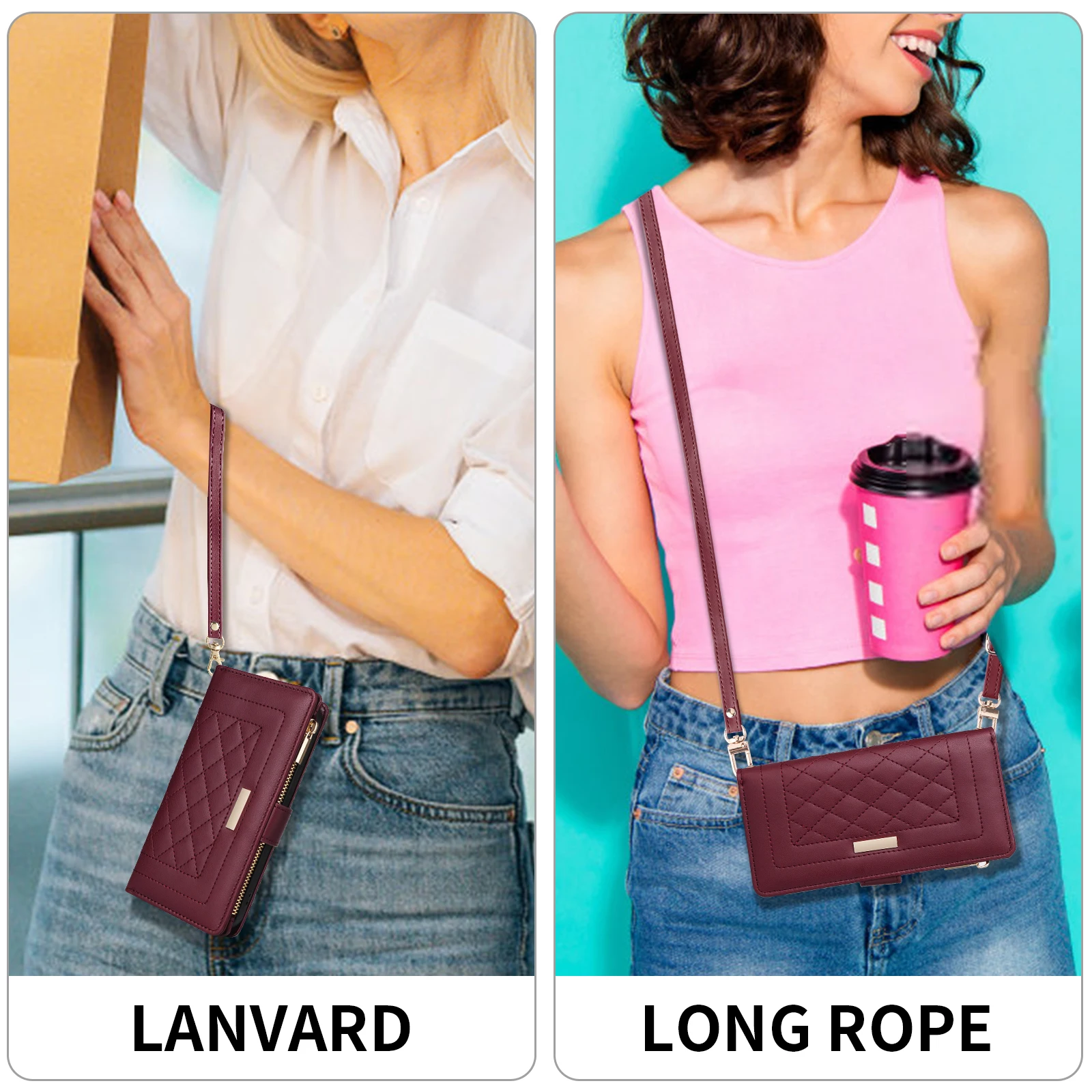 Crossbody Cards Solt Wallet Leather Zipper Bag Case For Samsung Galaxy S26 Ultra S25 S23 Plus A55 A15 A35 Book Lanyard Strap