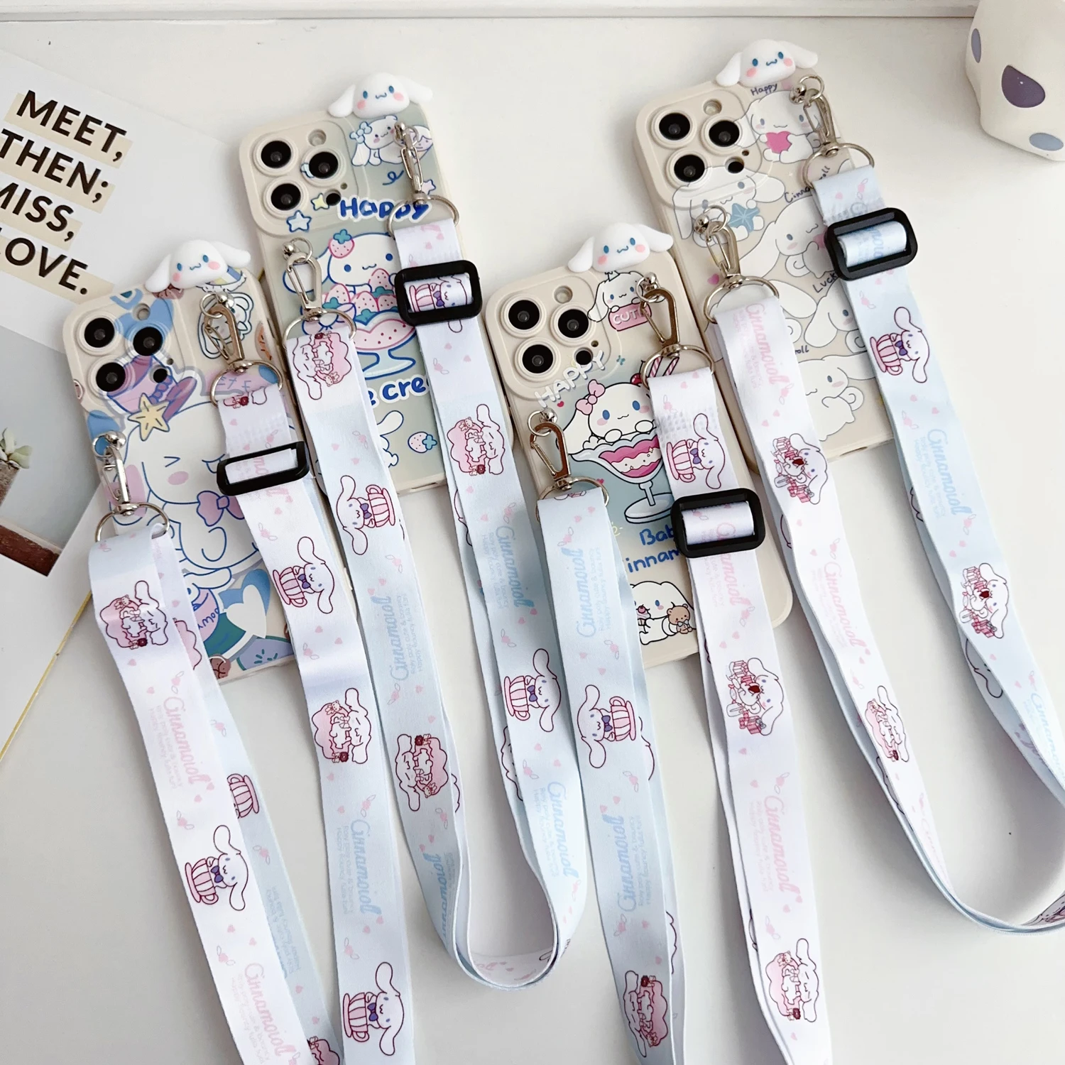 For iPhone 16 15 14 13 12 11 XR Xs 8 7 6 Pro Max mini Plus e ice cream Cinnamoroll Case With Holder Rope