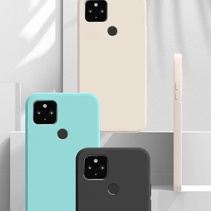 Liquid Silicone Cover For Google Pixel 5 4 3 Pixel 5A 4A 3A XL 4G 5G Phone Case Soft Protetive Cover with Lanyard Funda