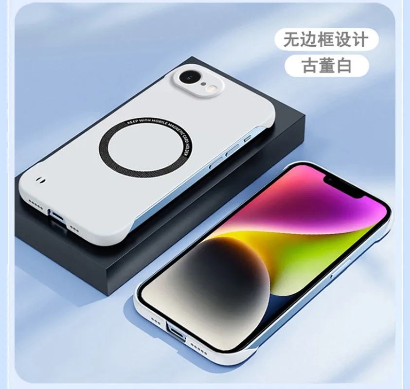 16E For Magsafe Magnetic Frameless Case for iPhone 17 16 E 16 Pro Max Hard Matte Wireless Charging Back Cover Shell