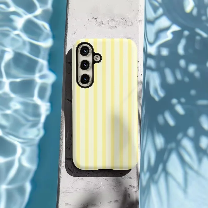 Butter Yellow Striped Phone Case Coquette Girly Summer IPhone 17 16 15 14 13 12 11 Pro Max Plus Mobile Phones Iphone 17 Cover