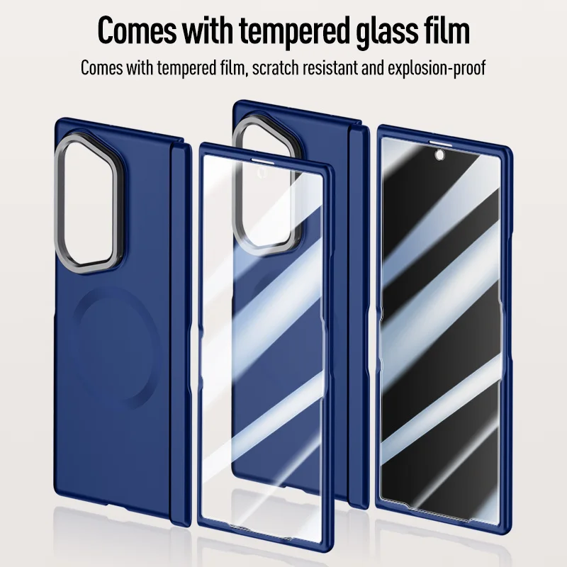 Magnetic Hinged Holder For Msgsafe Phone Case For Samsung Galaxy Z Fold 7 With Tempered Glass Wireless Charging Shockproof Cover