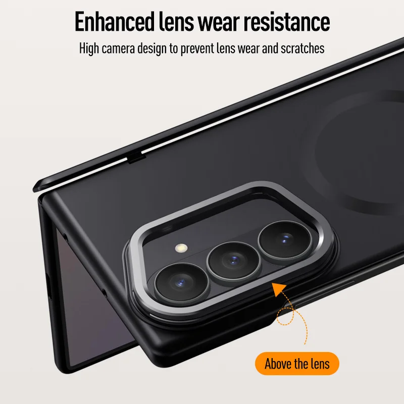 Magnetic Hinged Holder For Msgsafe Phone Case For Samsung Galaxy Z Fold 7 With Tempered Glass Wireless Charging Shockproof Cover