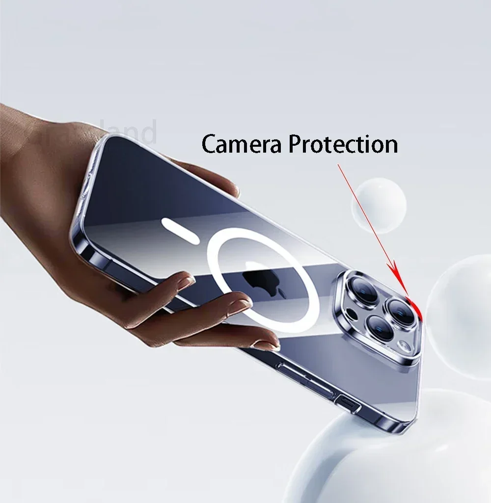 Clear Magnetic Case For Apple iPhone 16 15 14 13 12 11 Pro Max Plus 13 Mini XS Max XR 8 7 SE SE2 With Magsafe Transparent Cover