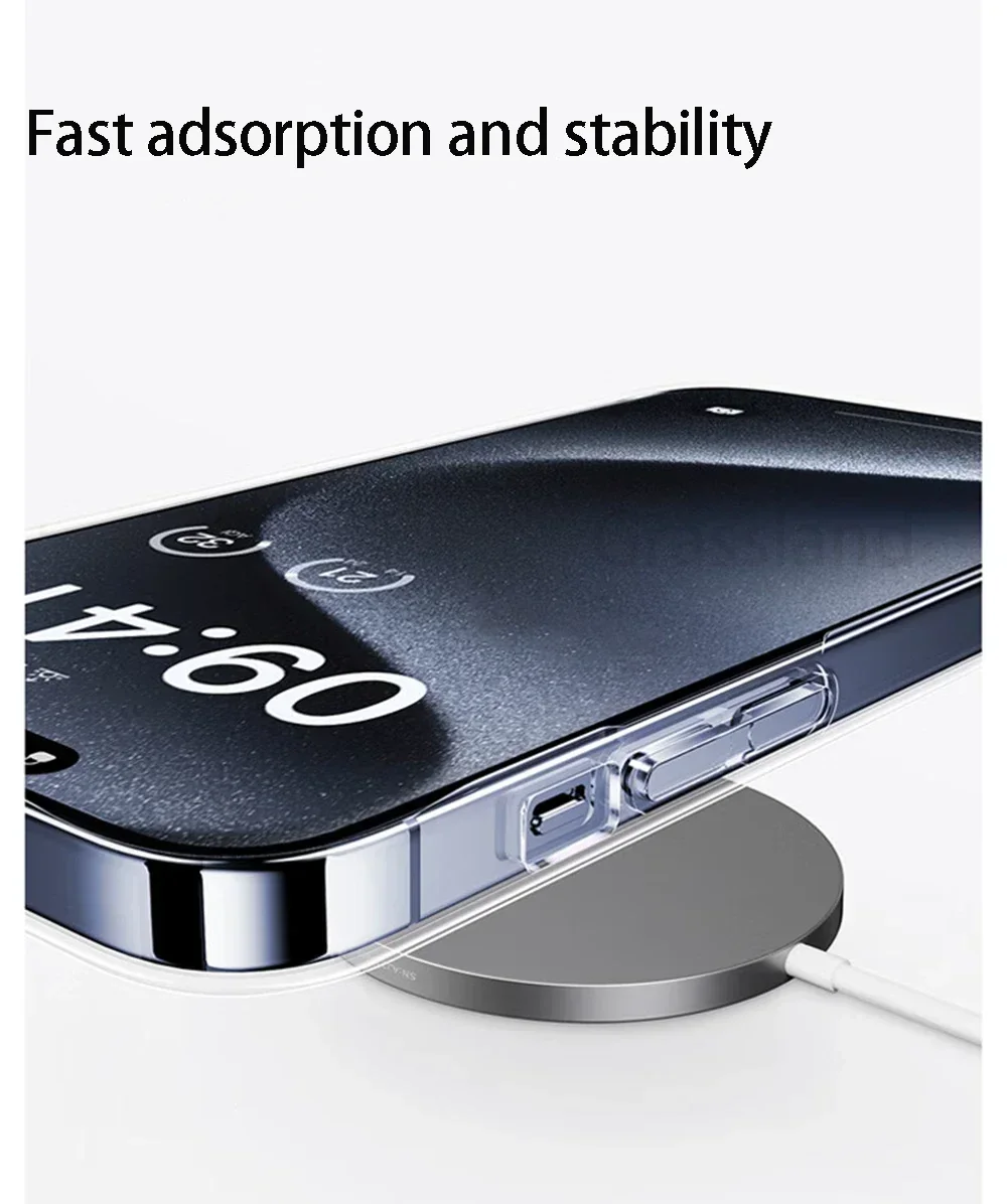 Clear Magnetic Case For Apple iPhone 16 15 14 13 12 11 Pro Max Plus 13 Mini XS Max XR 8 7 SE SE2 With Magsafe Transparent Cover