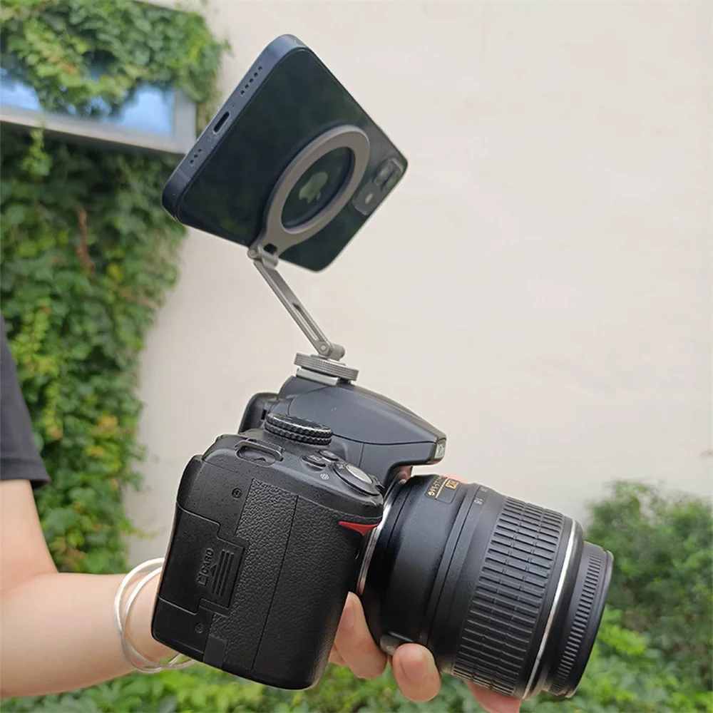NEW Magnetic Cold Shoe Phone Holder Adapter with 1/4" Screw Magsafe Phone Tripod Mount for iPhone 16-12 DSLR Camera Monitor
