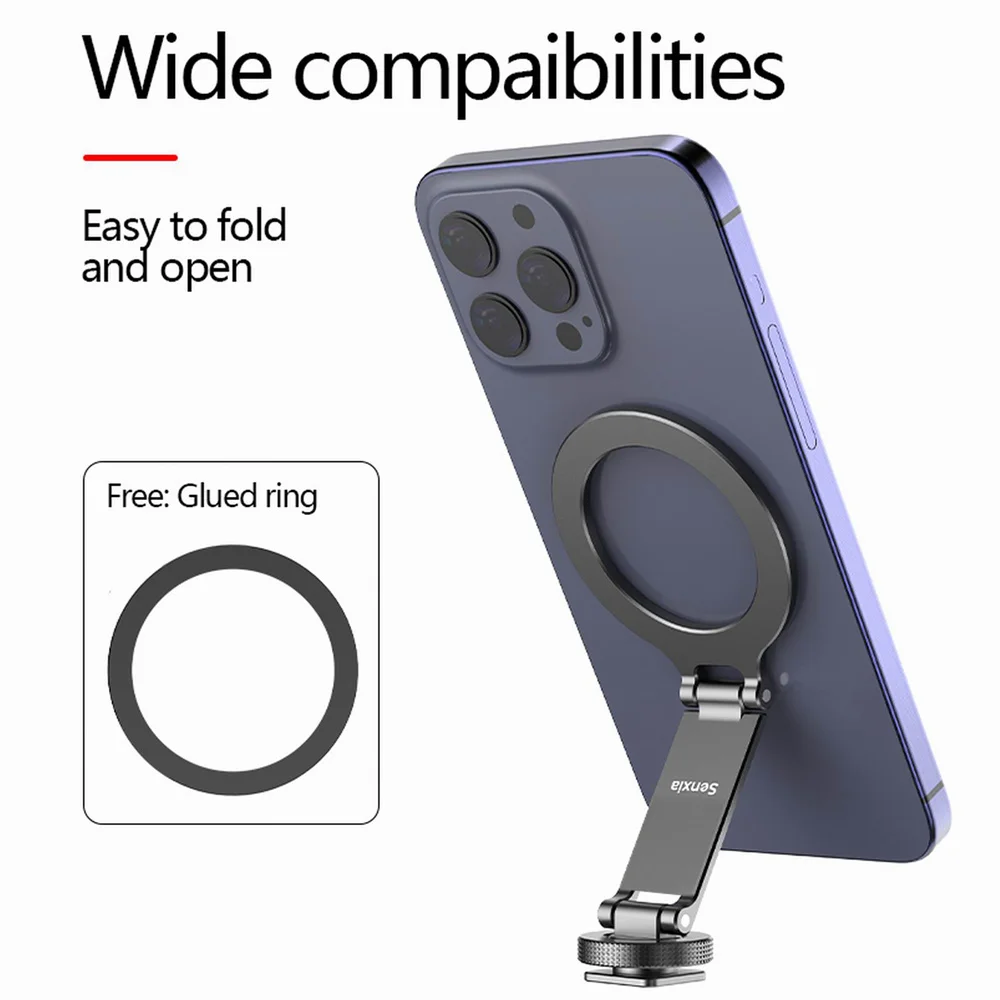 NEW Magnetic Cold Shoe Phone Holder Adapter with 1/4" Screw Magsafe Phone Tripod Mount for iPhone 16-12 DSLR Camera Monitor