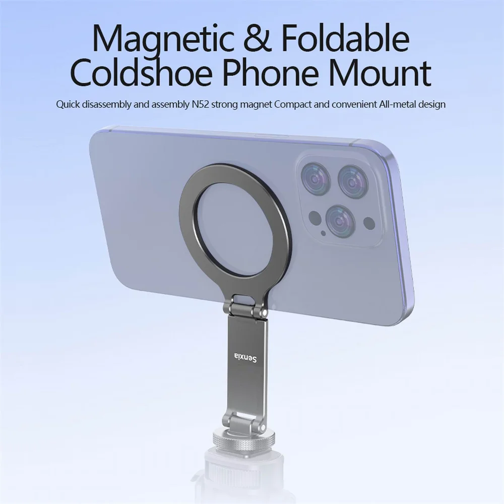 NEW Magnetic Cold Shoe Phone Holder Adapter with 1/4" Screw Magsafe Phone Tripod Mount for iPhone 16-12 DSLR Camera Monitor