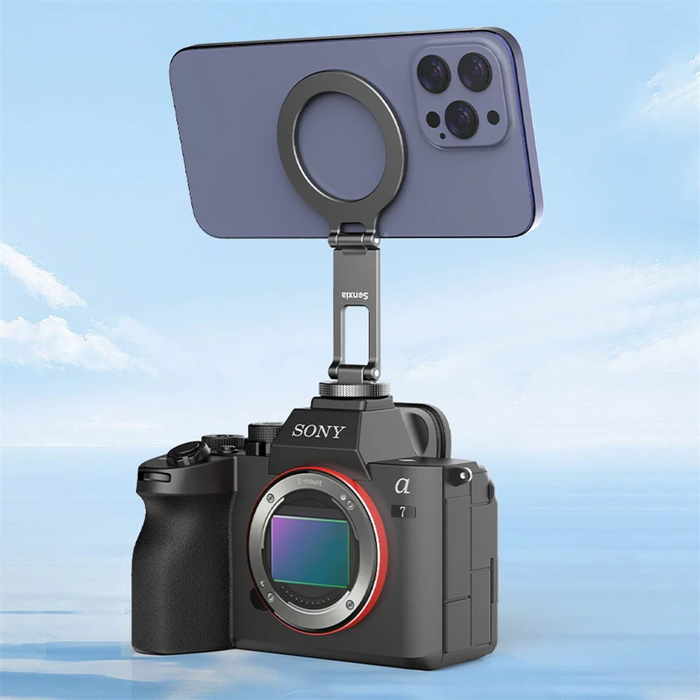 NEW Magnetic Cold Shoe Phone Holder Adapter with 1/4" Screw Magsafe Phone Tripod Mount for iPhone 16-12 DSLR Camera Monitor