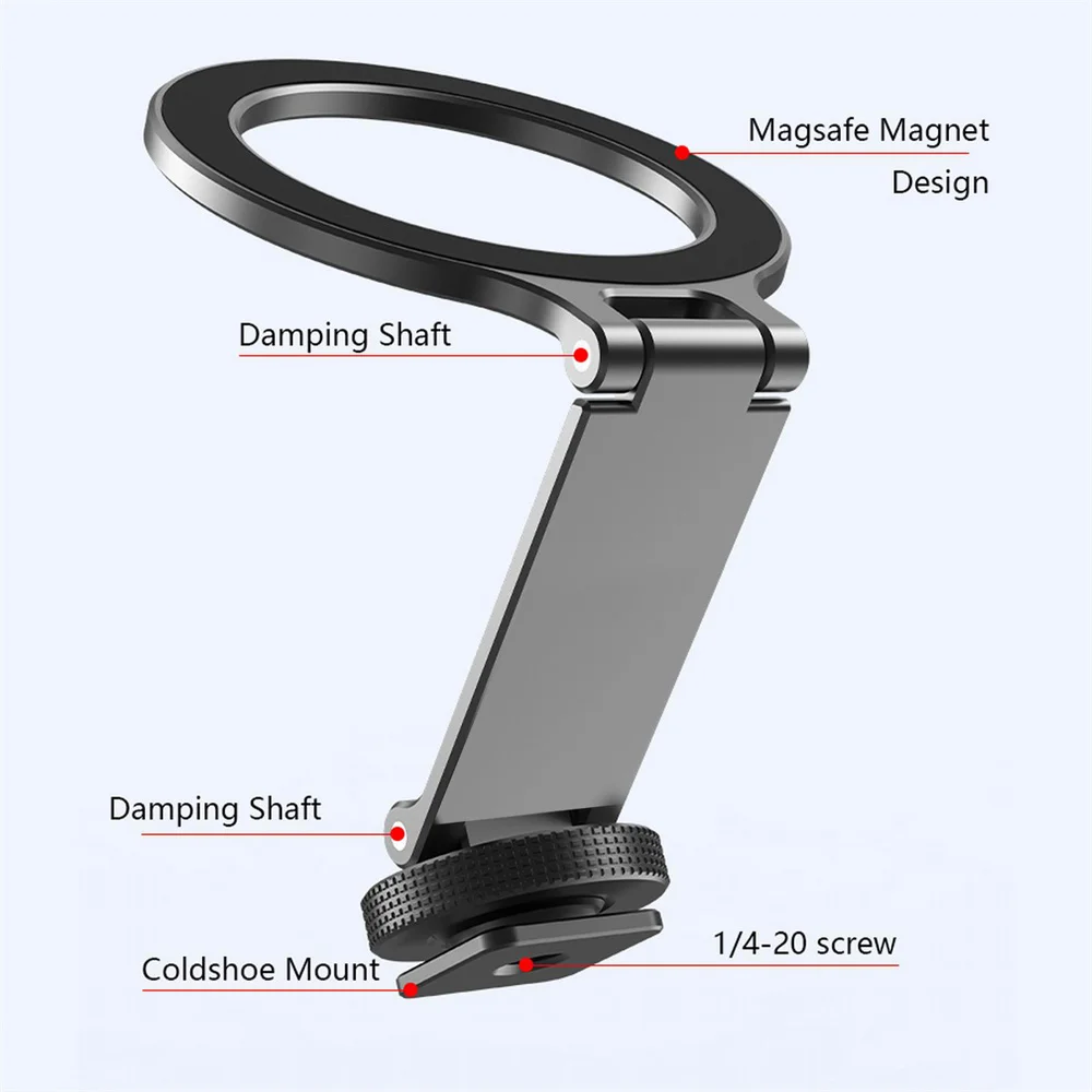 NEW Magnetic Cold Shoe Phone Holder Adapter with 1/4" Screw Magsafe Phone Tripod Mount for iPhone 16-12 DSLR Camera Monitor