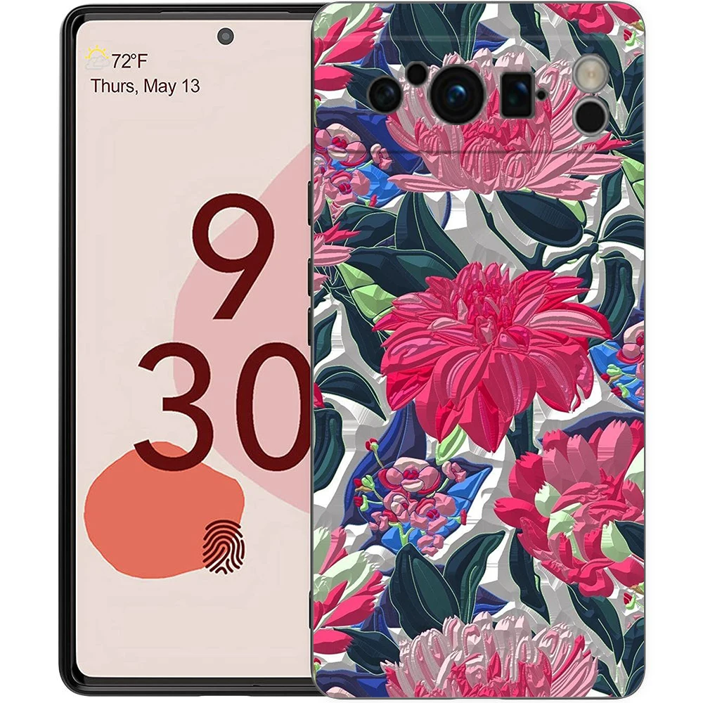 Phone Case Cover for Google Pixel/9/8/7/6/7A/6A/Pro Shockproof Soft TPU 9/Pro/XL Shell Capas Fundas Abstract Flower Market Coque