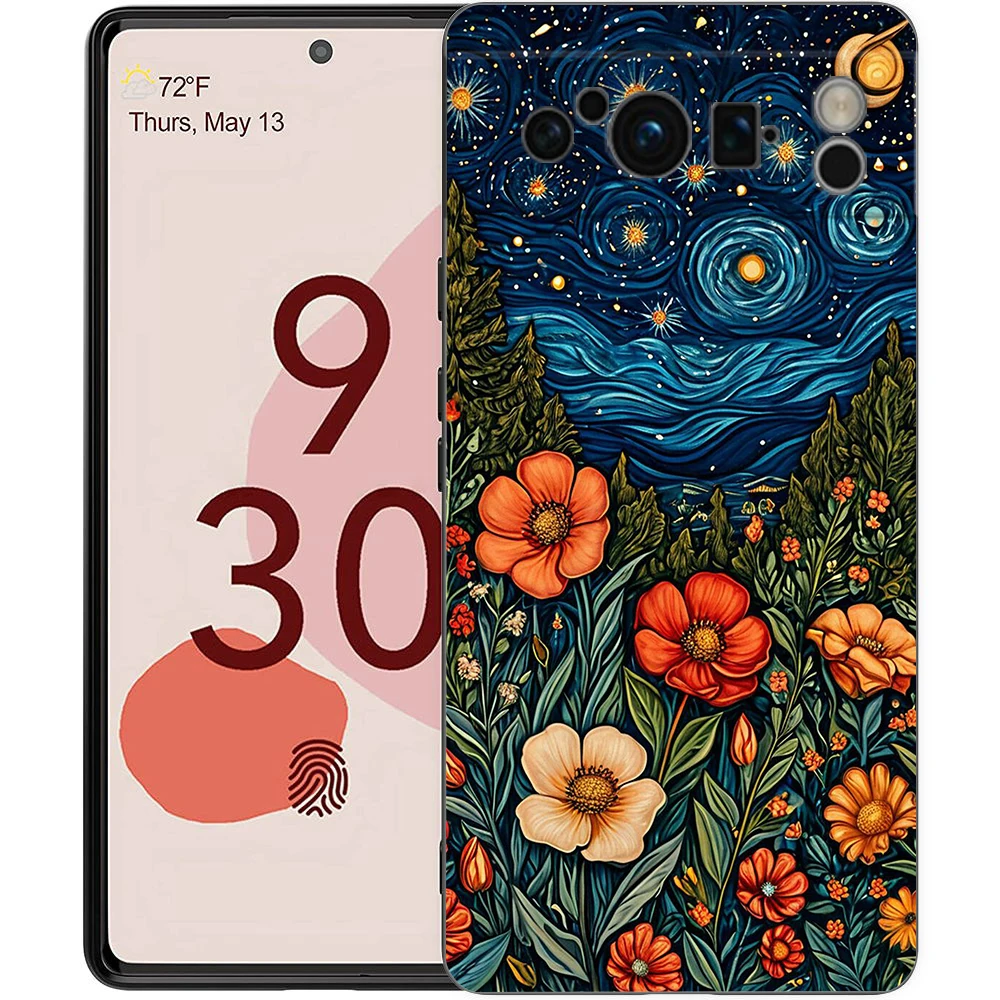 Phone Case Cover for Google Pixel/9/8/7/6/7A/6A/Pro Shockproof Soft TPU 9/Pro/XL Shell Capas Fundas Abstract Flower Market Coque