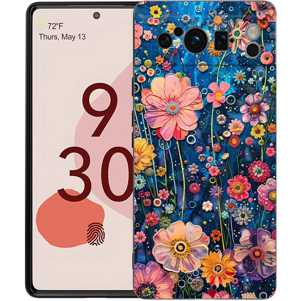 Phone Case Cover for Google Pixel/9/8/7/6/7A/6A/Pro Shockproof Soft TPU 9/Pro/XL Shell Capas Fundas Abstract Flower Market Coque