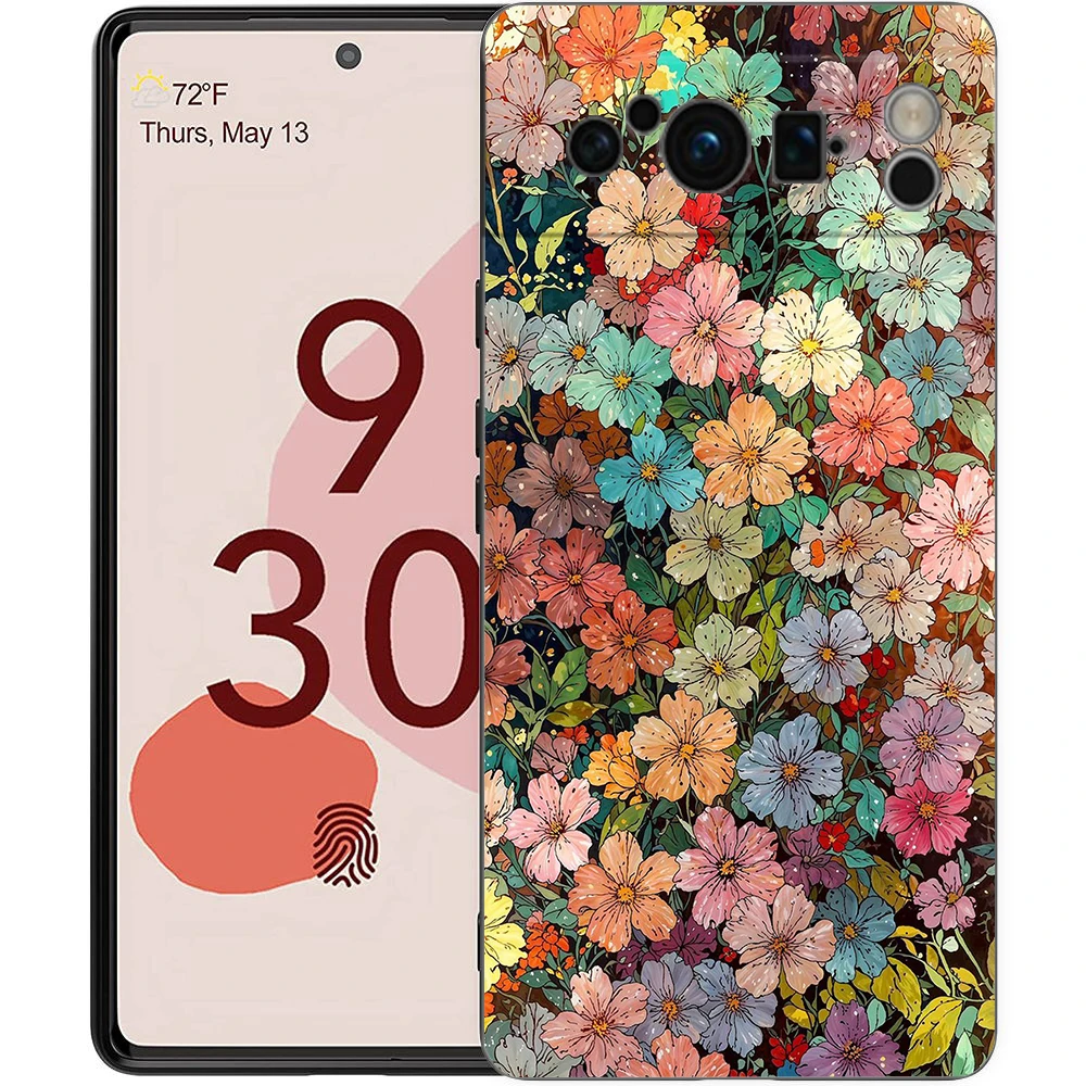 Phone Case Cover for Google Pixel/9/8/7/6/7A/6A/Pro Shockproof Soft TPU 9/Pro/XL Shell Capas Fundas Abstract Flower Market Coque