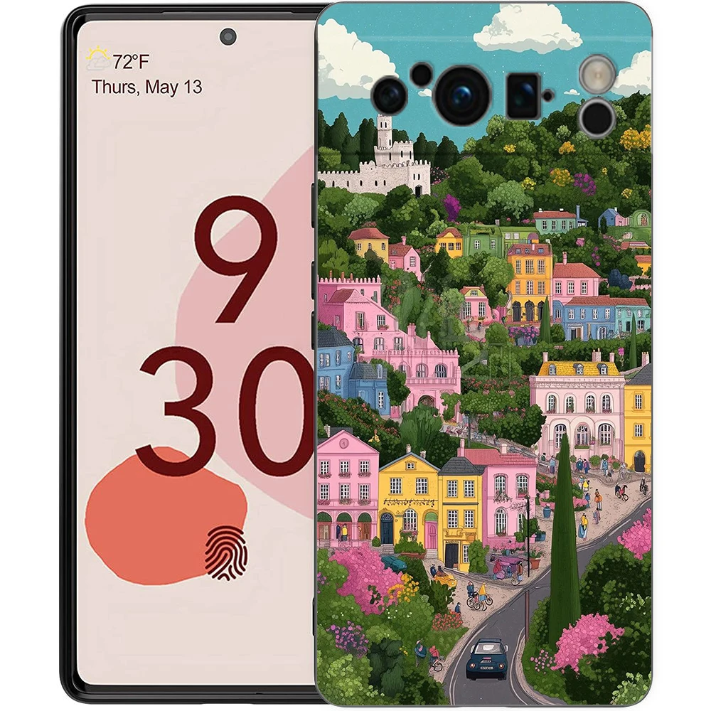 Phone Case Cover for Google Pixel/9/8/7/6/7A/6A/Pro Shockproof Soft TPU 9/Pro/XL Shell Capas Fundas Abstract Flower Market Coque