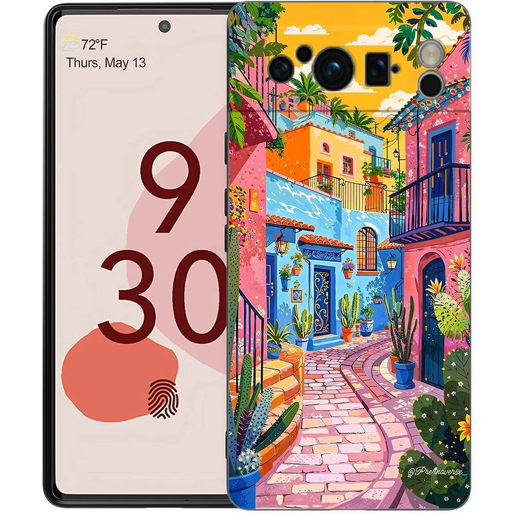 Phone Case Cover for Google Pixel/9/8/7/6/7A/6A/Pro Shockproof Soft TPU 9/Pro/XL Shell Capas Fundas Abstract Flower Market Coque