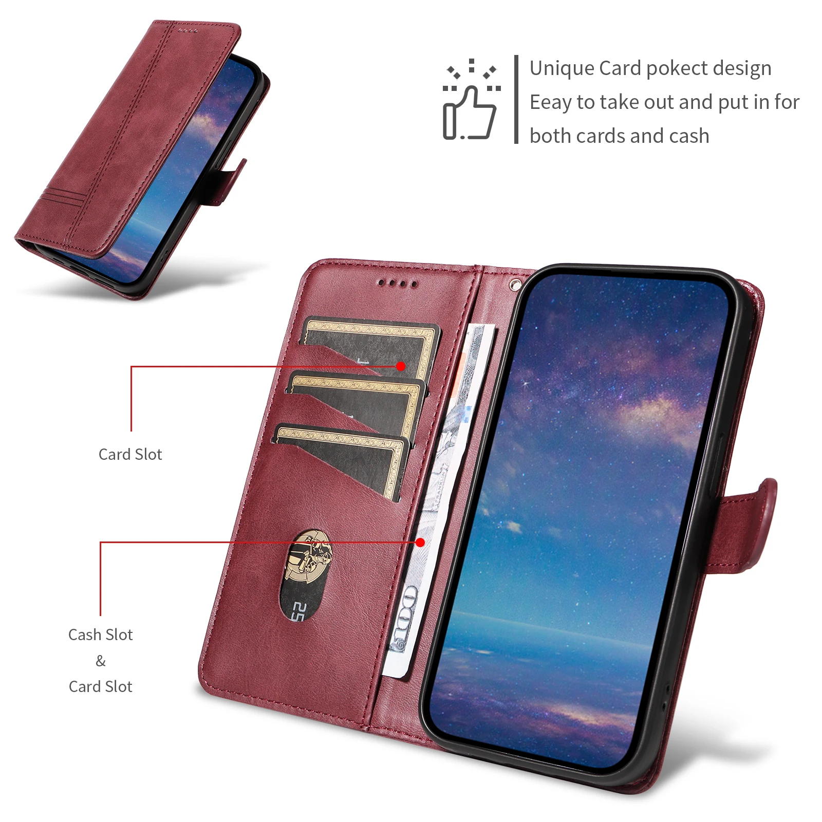 Leather Case For Huawei Honor 200 Pro 90 Smart 5G 70 50 Lite X8 4G X7 X7A X7B X7C X6 X6A X6B X5B Plus Magic 6 5 Cover Wallet