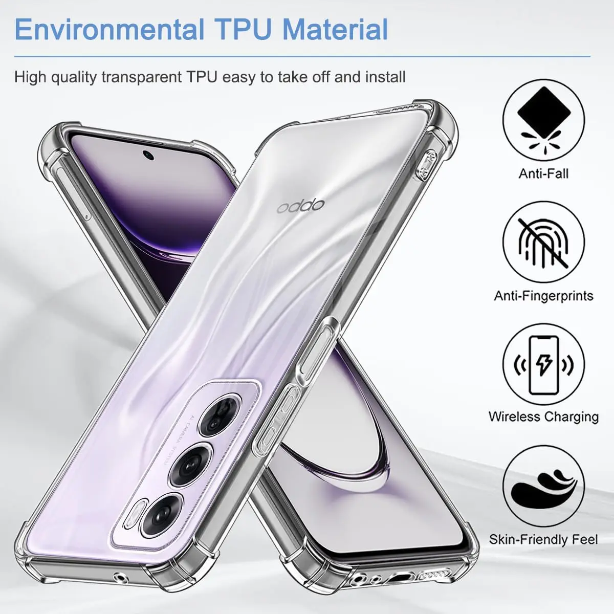 Four-Corners Shockproof TPU Case for OPPO Reno 12 Pro 5G Protective Cover Clear Capa Fundas Coque