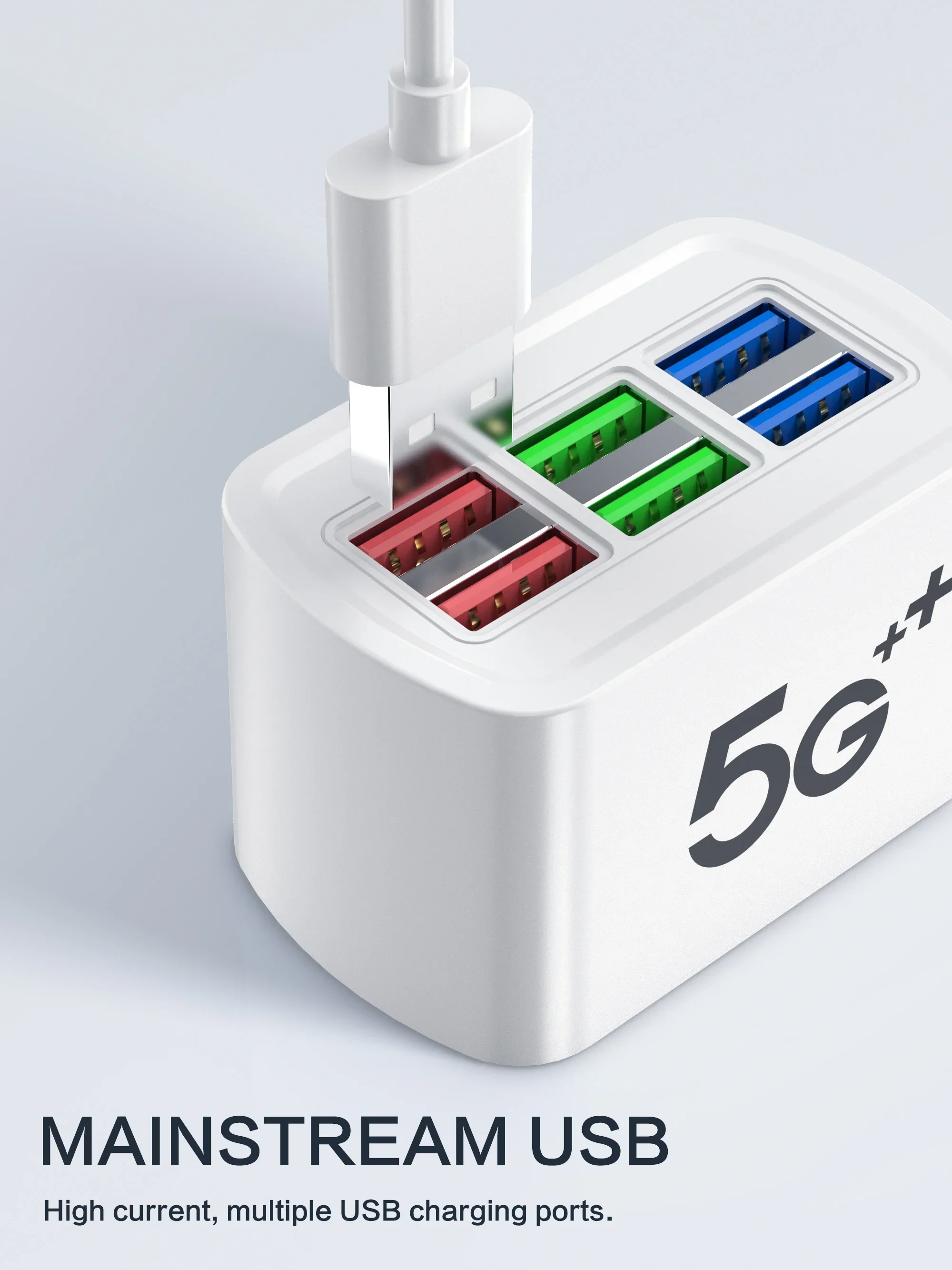 Multi 6 Ports USB Phone Charger Power Strip Universal Adapter Fast Quick Charging Head Socket Wall Charger Socket HUB Splitter