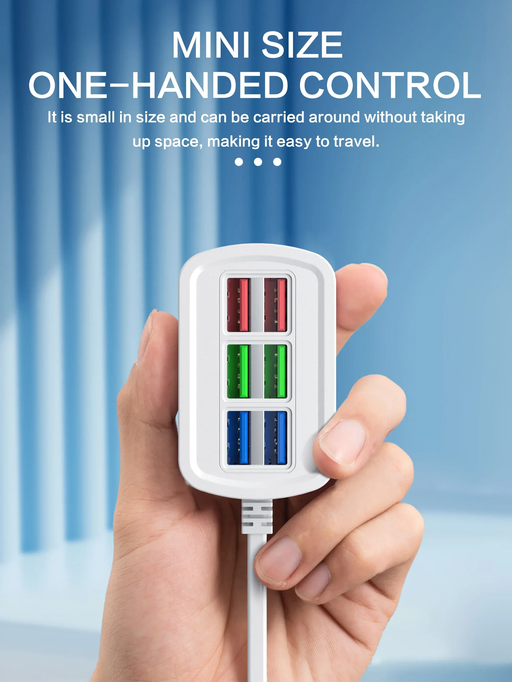 Multi 6 Ports USB Phone Charger Power Strip Universal Adapter Fast Quick Charging Head Socket Wall Charger Socket HUB Splitter