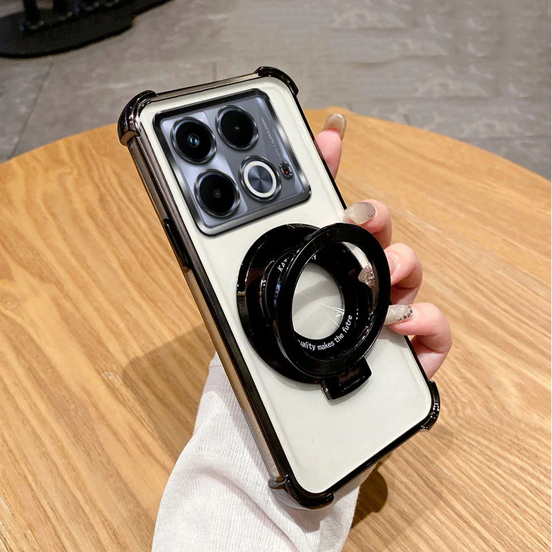 Luxury Shockproof Magnetic Bracket Transparent Case for Funda Infinix Note 40 Pro Note40 Pro Plus With Holder Stand Cover