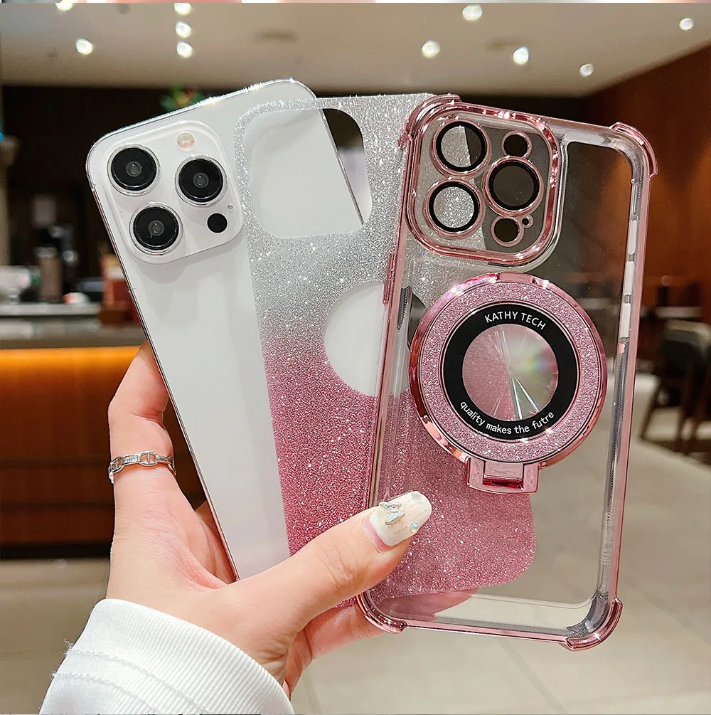 Luxury Magsafe Holde Glitter Case for Samsung Galaxy A57 A56 A55 A37 S26 S25 S24 S23 S22 S21Ultra Plus FE Shockproof Clear Cover