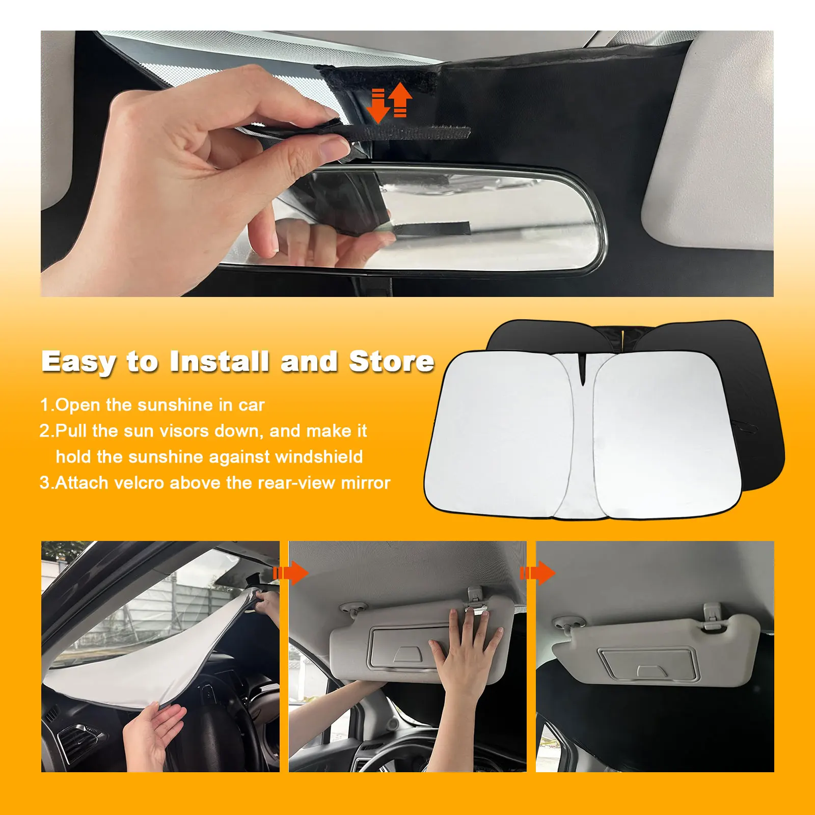 Windshield Sun Shade for 2019 2020 2021 2022 2023 Hyun-dai Santa Fe Front Window Sunshade Sun Visor Protector Block UV Rays
