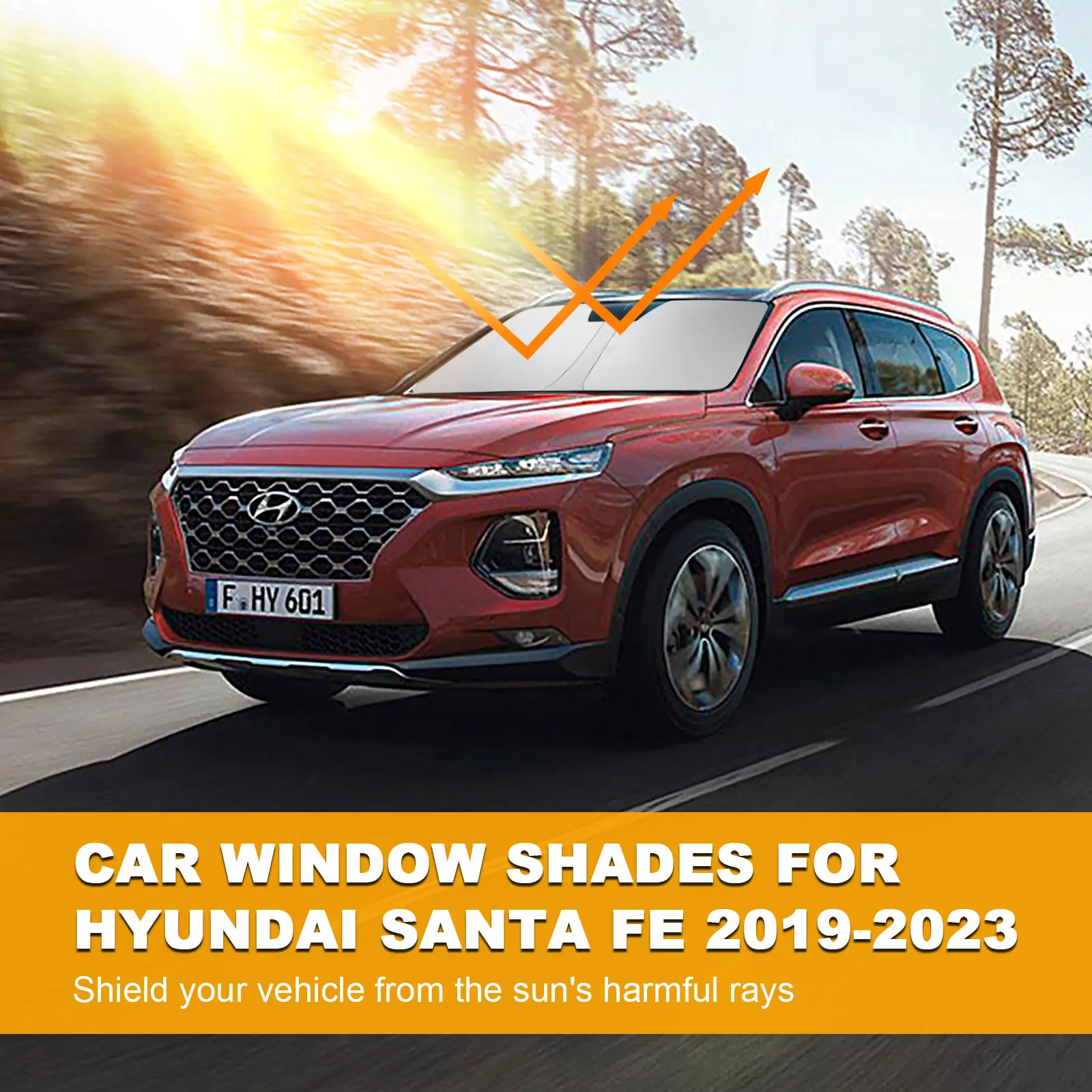Windshield Sun Shade for 2019 2020 2021 2022 2023 Hyun-dai Santa Fe Front Window Sunshade Sun Visor Protector Block UV Rays
