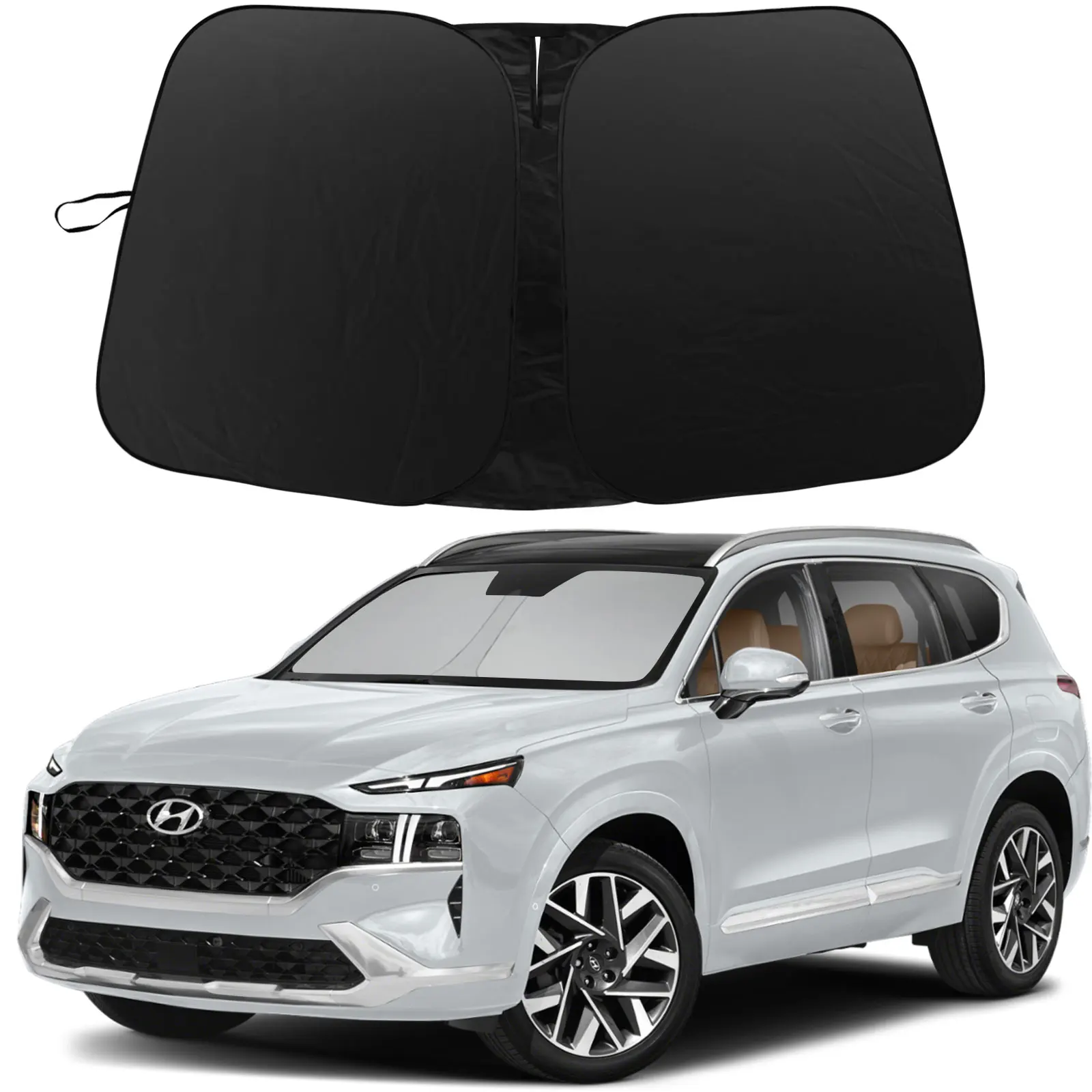 Windshield Sun Shade for 2019 2020 2021 2022 2023 Hyun-dai Santa Fe Front Window Sunshade Sun Visor Protector Block UV Rays