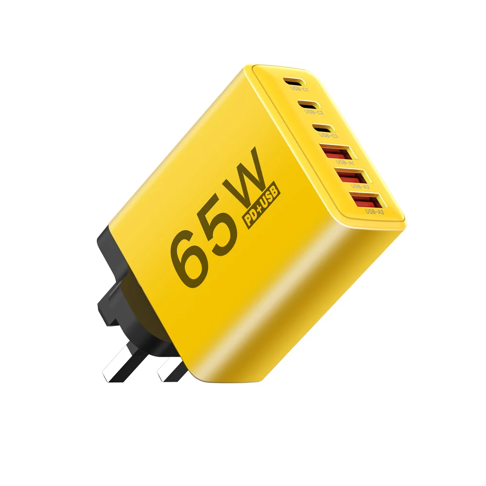 USB Charger Type C Total 65W Muti 6 Ports Quick Fast Charging EU/US/UK Plug Mobile Phone Wall Adapter for IPhone Samsung Xiaomi