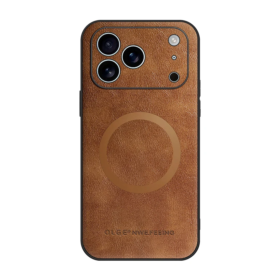 Magnetic Leather Case for Apple iPhone 17 Pro Max 13 12 14 15 16 17Pro MacSafe Luxury Wireless Charge Shockproof MagSafe Cover