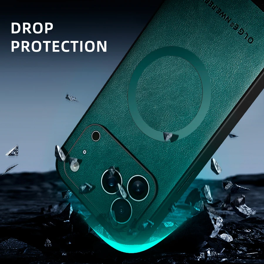 Magnetic Leather Case for Apple iPhone 17 Pro Max 13 12 14 15 16 17Pro MacSafe Luxury Wireless Charge Shockproof MagSafe Cover