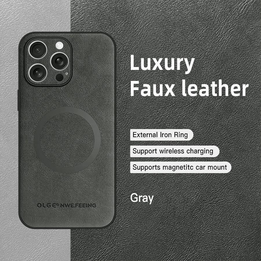 Magnetic Leather Case for Apple iPhone 17 Pro Max 13 12 14 15 16 17Pro MacSafe Luxury Wireless Charge Shockproof MagSafe Cover