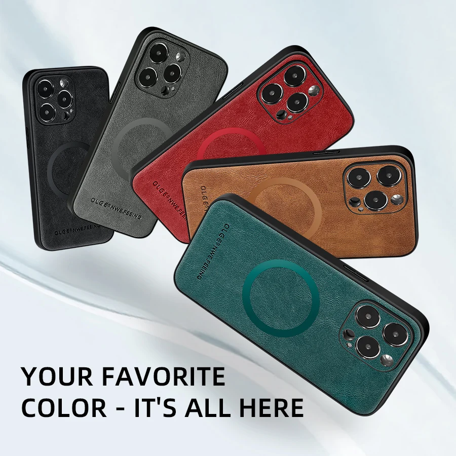 Magnetic Leather Case for Apple iPhone 17 Pro Max 13 12 14 15 16 17Pro MacSafe Luxury Wireless Charge Shockproof MagSafe Cover
