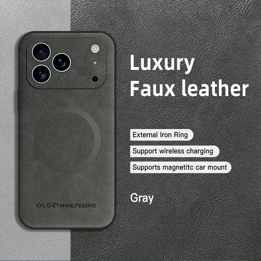 Magnetic Leather Case for Apple iPhone 17 Pro Max 13 12 14 15 16 17Pro MacSafe Luxury Wireless Charge Shockproof MagSafe Cover
