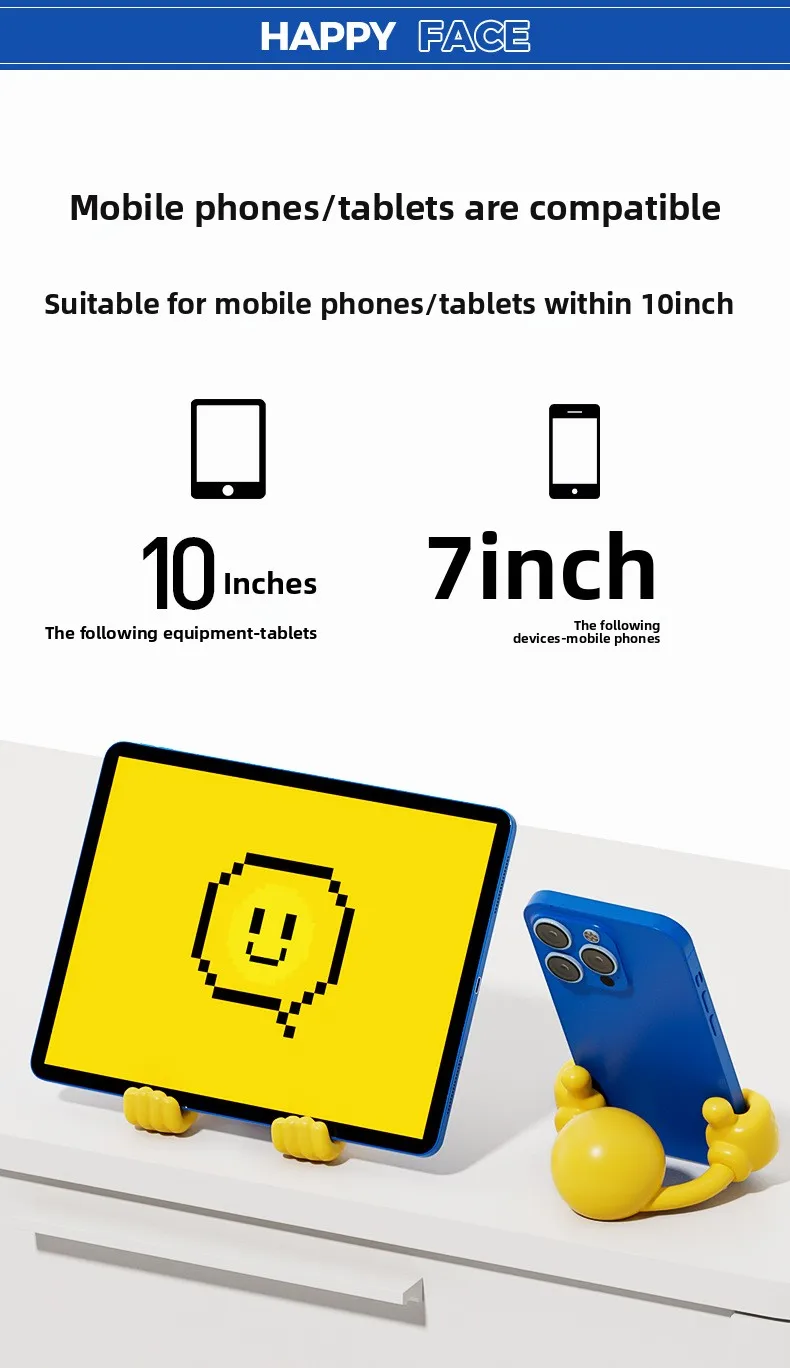 Cartoon Desktop Decor Smiley Rotating Thumb Phone Tablet Stand Creative Plastic Lazy Phone Holder