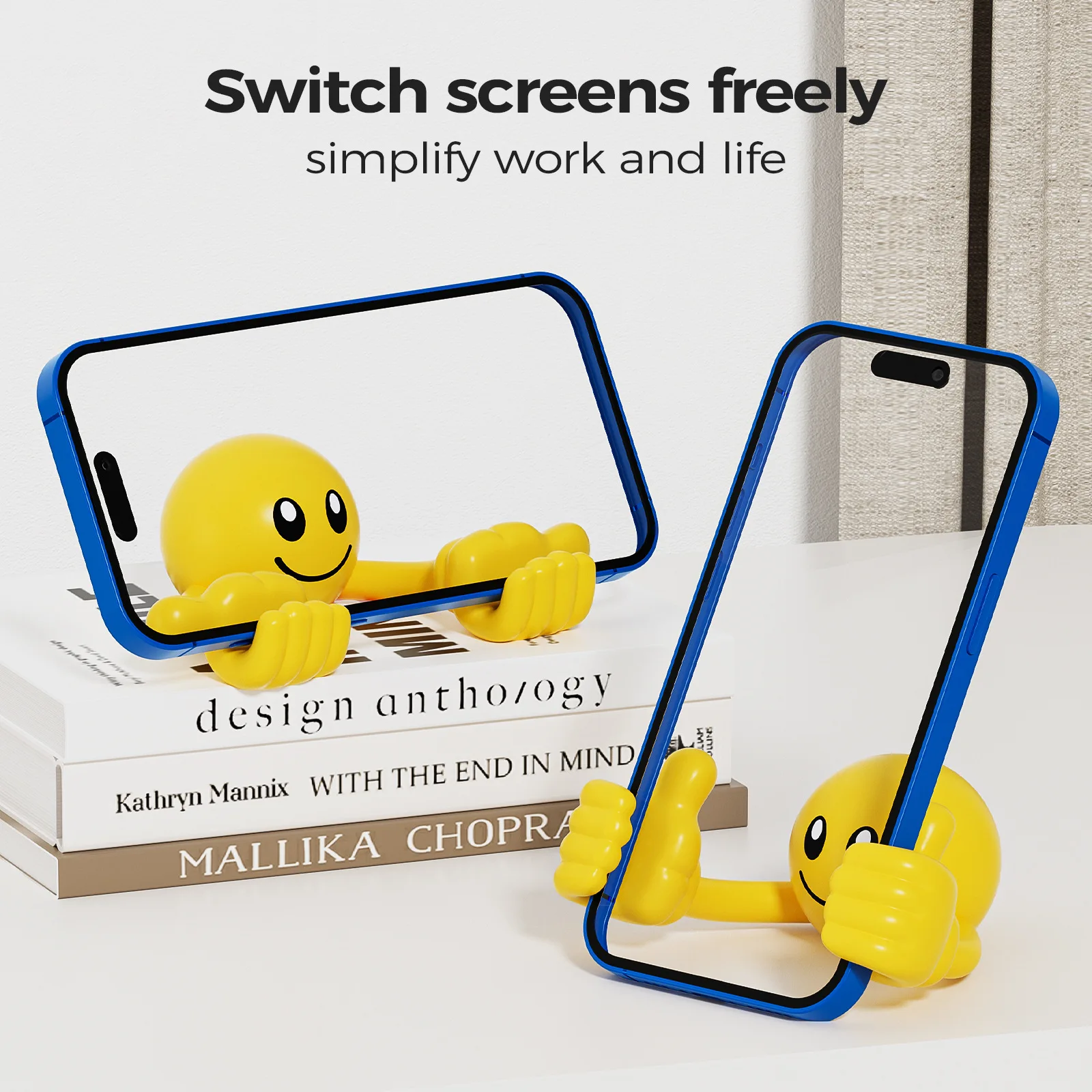 Cartoon Desktop Decor Smiley Rotating Thumb Phone Tablet Stand Creative Plastic Lazy Phone Holder